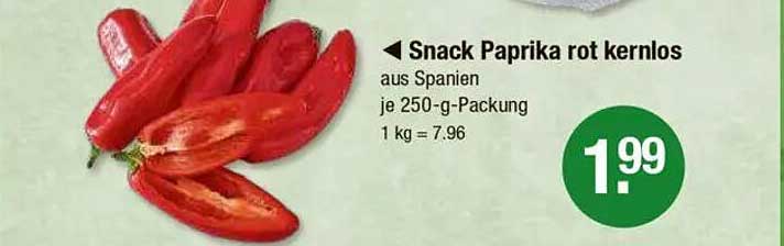 Snack Paprika rot kerngenlos aus Spanien je 250-g-Packung