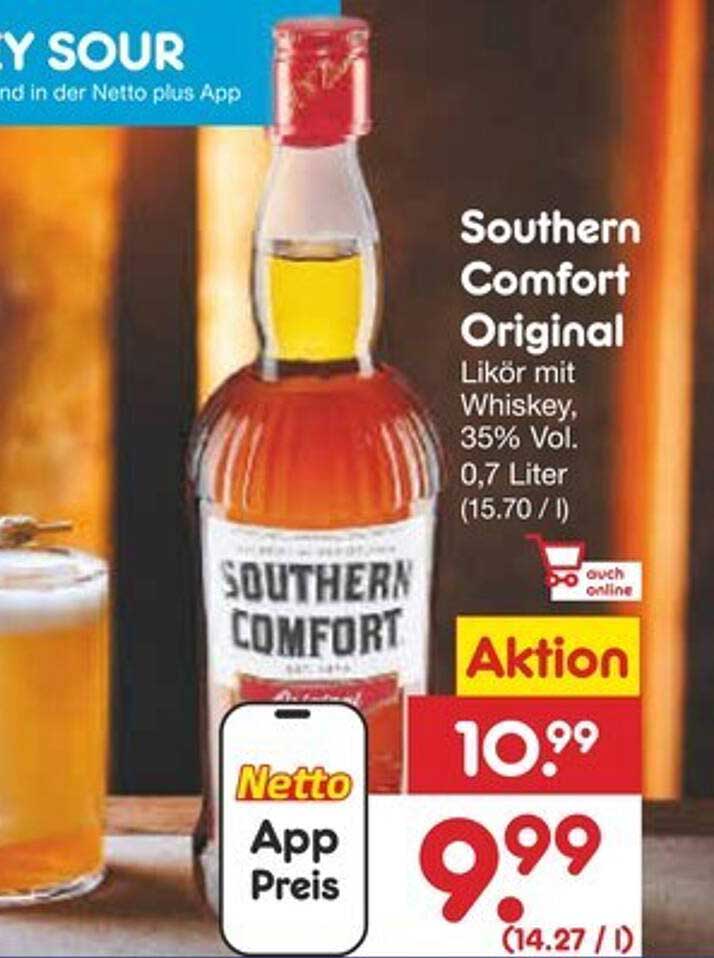 Southern Comfort Original Likör mit Whiskey, 35% Vol. – 0,7 Liter