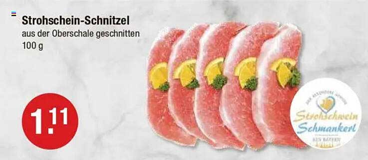 Strohschwein-Schnitzel aus der Oberschale, 100 g