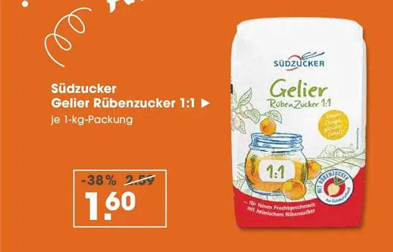 Südzucker Gelier Rübenzucker 1:1 - 1-kg-Packung