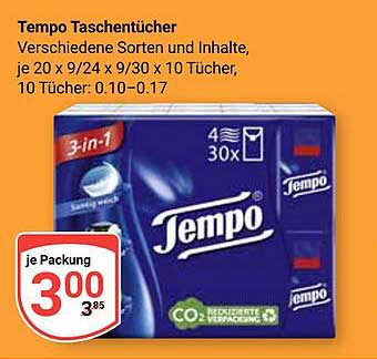 Tempo Taschentücher - Verschiedene Sorten und Inhalte