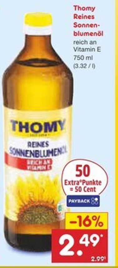 Thomy Reines Sonnenblumenöl 750 ml - reich an Vitamin E