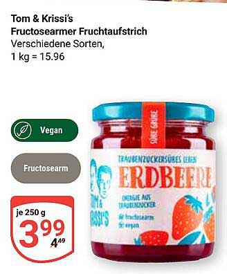 Tom & Krissi's Fructosearmer Fruchtaufstrich Erdbeere