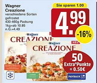 Wagner Creazione verschiedene Sorten gefrostet 430-460g Packung