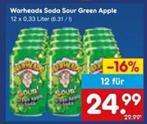 Warheads Soda Sour Green Apple 12 x 0,33 Liter