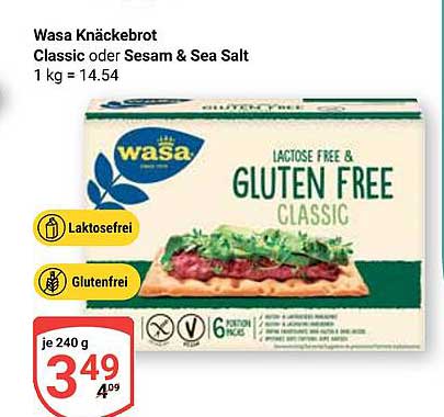 Wasa Knäckebrot Classic oder Sesam & Sea Salt