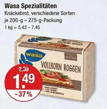 Wasa Spezialitäten – Knäckebrot, Vollkorn Roggen