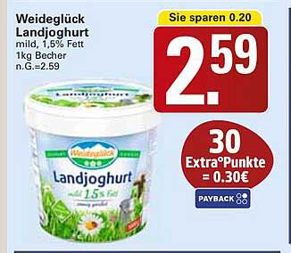 Weideglück Landjoghurt mild, 1,5% Fett 1kg Becher