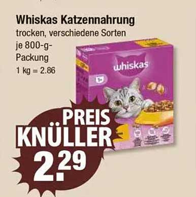Whiskas Katzennahrung, trocken, verschiedene Sorten - 800 g-Packung