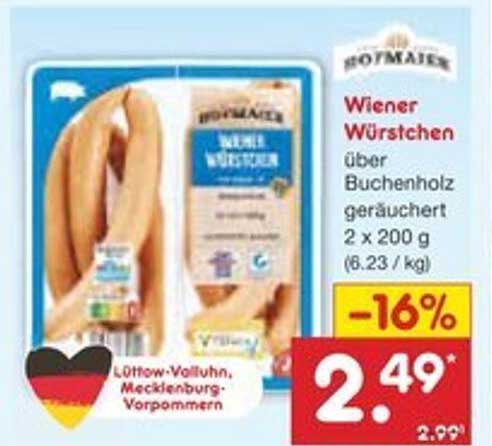 Wiener Würstchen - über Buchenholz geräuchert, 2 x 200 g
