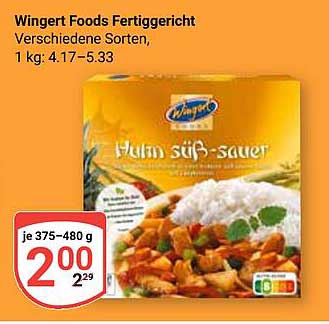 Wingert Foods Fertiggericht – Hühner süß-sauer