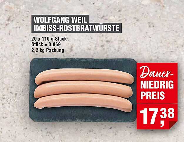 WOLFGANG WEIL IMBISS-ROSTBRATWÜRSTE 20 x 110 g