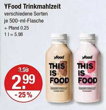 YFood Trinkmahlzeit verschiedene Sorten je 500-ml-Flasche