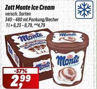 Zott Monte Ice Cream – Verschiedene Sorten