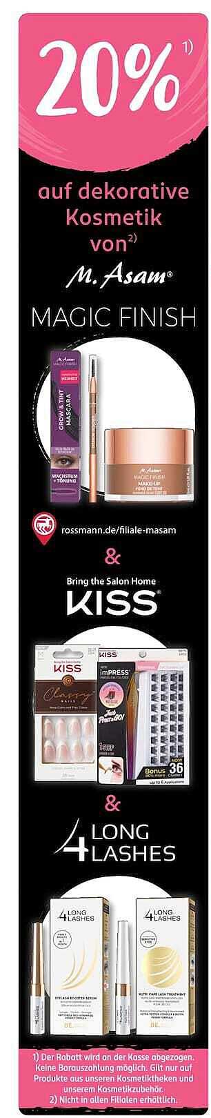 20% auf dekorative Kosmetik von M. Asam MAGIC FINISH & KISS & 4 LONG LASHES