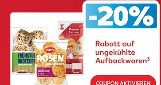 -20% Rabatt auf ungekühlte Aufbackwaren