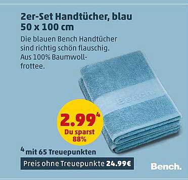 2er-Set Handtücher, blau 50 x 100 cm