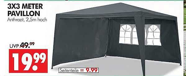 3X3 METER PAVILLON Anthrazit, 2,5m hoch