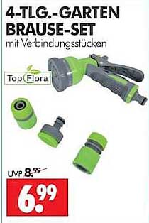 4-TLG.-GARTEN BRAUSE-SET mit Verbindungsstücken