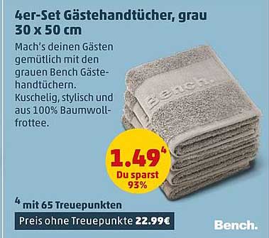 4er-Set Gästehandtücher, grau 30 x 50 cm