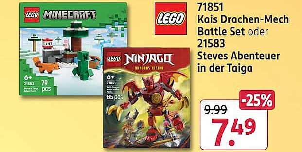 71851 Kais Drachen-Mech Battle Set oder 21583 Steves Abenteuer in der Taiga