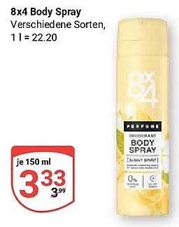 8x4 Body Spray Verschiedene Sorten, 1 l = 22.20
