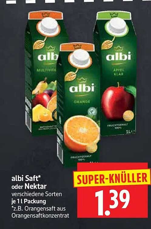 albi Saft* oder Nektar verschiedene Sorten je 1 l Packung