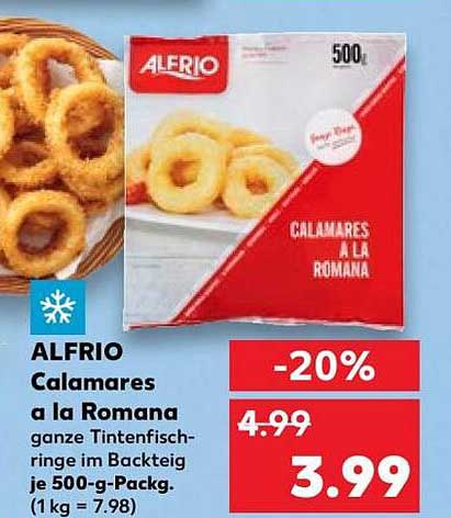 ALFRIO Calamares a la Romana ganze Tintenfischringe im Backteig je 500-g-Packg. (1 kg = 7.98)
