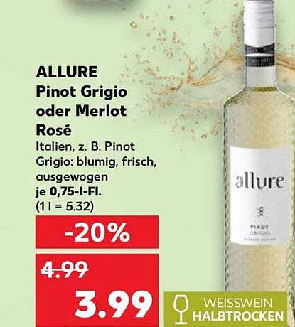 ALLURE Pinot Grigio oder Merlot Rosé