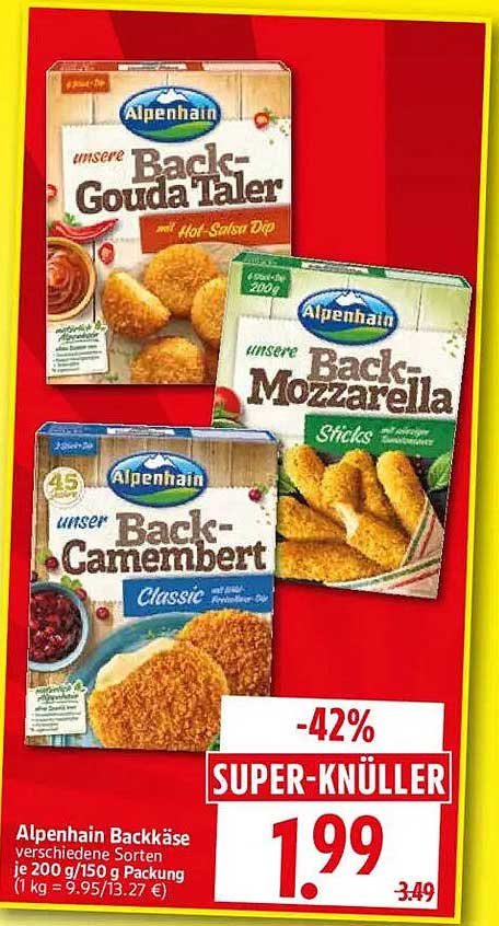 Alpenhain Backkäse verschiedene Sorten je 200 /150 g Packung