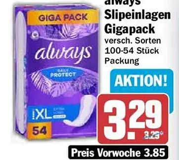 always Slipeinlagen Gigapack versch. Sorten 100-54 Stück Packung AKTION!