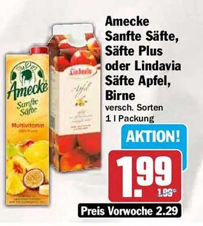 ამეcke Sanfte Säfte, Säfte Plus oder Lindavia Säfte Apfel, Birne