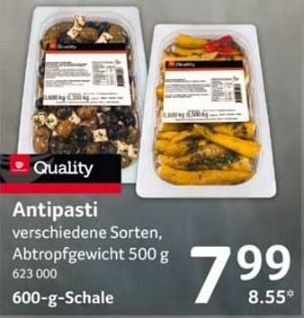 Antipasti verschiedene Sorten, Abtropfgewicht 500 g, 600-g-Schale