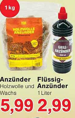 Anzünder Holzwolle und Wachs Flüssig-Anzünder 1 Liter