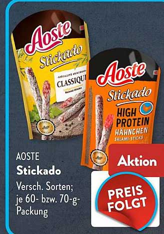 AOSTE Stickado Versch. Sorten; je 60- bzw. 70-g-Packung