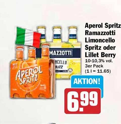 Aperol Spritz Ramazzotti Limoncello Spritz oder Lillet Berry
