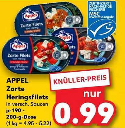 APPEL Zarte Heringsfilets in versch. Saucen je 190 - 200-g-Dose
