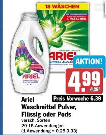 Ariel Waschmittel Pulver, Flüssig oder Pods