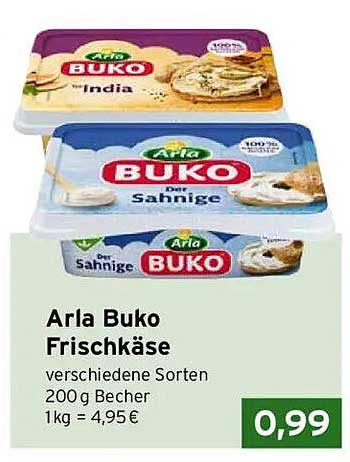 Arla Buko Frischkäse verschiedene Sorten 200 g Becher 1kg = 4,95€