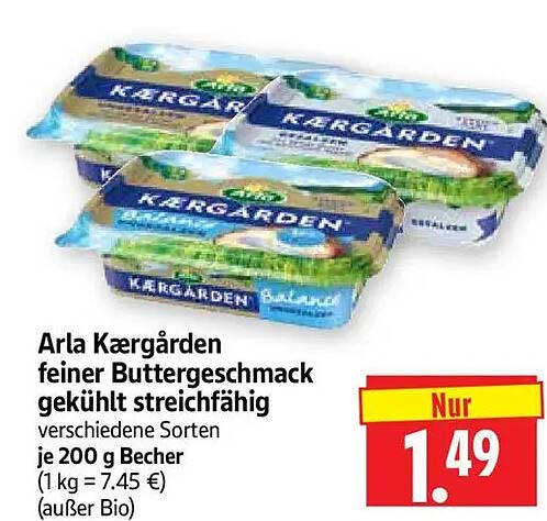 Arla Kærgården feiner Buttergeschmack gekühlt streichfähig