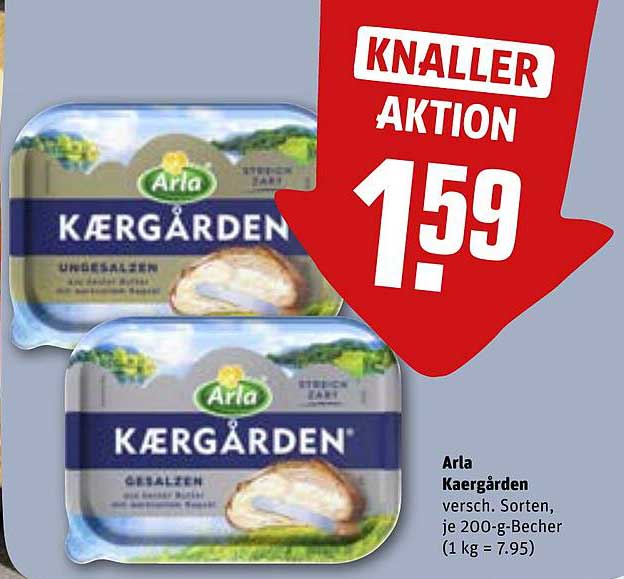 Arla Kaergarden versch. Sorten, je 200-g-Becher (1 kg = 7.95)