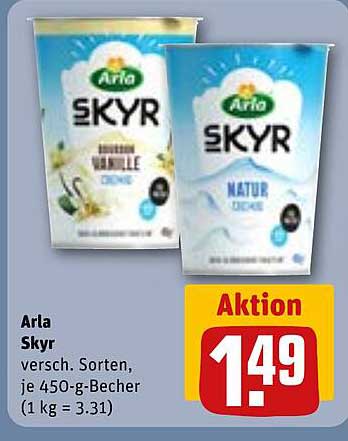 Arla Skyr versch. Sorten, je 450-g-Becher (1 kg = 3.31)