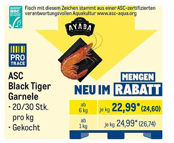 ASC Black Tiger Garnele • 20/30 Stk. pro kg • Gekocht