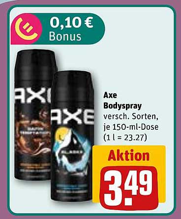 Axe Bodyspray versch. Sorten, je 150-ml-Dose (1 l = 23,27)