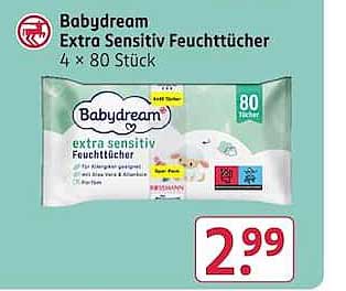 Babydream Extra Sensitiv Feuchttücher 4 x 80 Stück