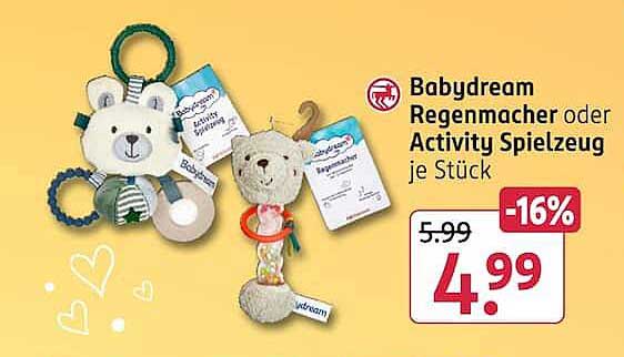 Babydream Regenmacher oder Activity Spielzeug je Stück