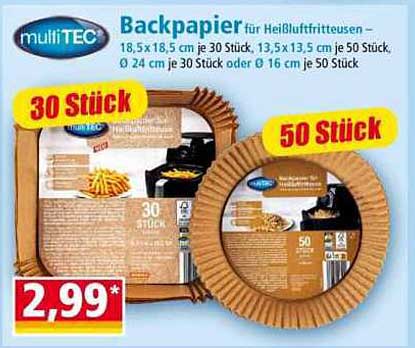 Backpapier für Heißluftfritteusen