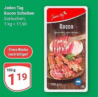 Bacon Scheiben Geräuchert, 1 kg = 11.90