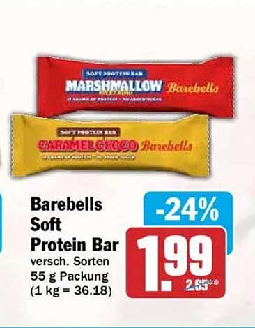Barebells Soft Protein Bar versch. Sorten 55 g Packung (1 kg = 36.18)