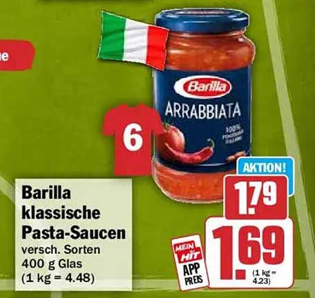 Barilla klassische Pasta-Saucen versch. Sorten 400 g Glas (1 kg = 4.48)